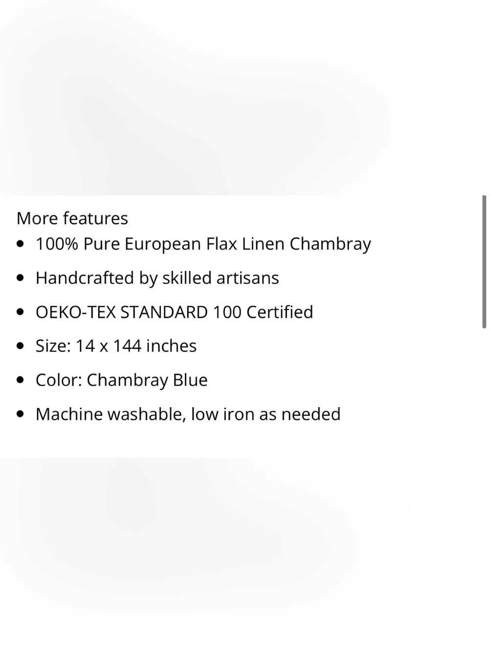 Classic Table Runner 100% Pure European Linen 14x144” - CHAMBRAY BLUE
